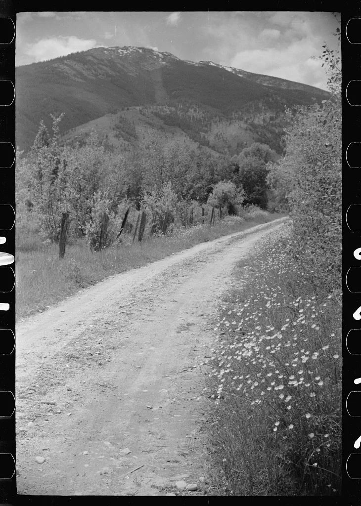 Rural road, Ravalli County, Montana, 1939