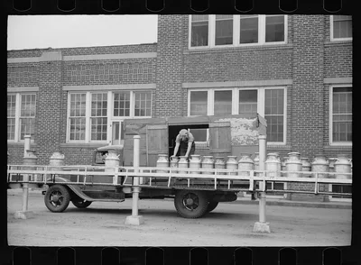 Photograph from Minnesota: Milk receiving station, Farmington, Minnesota