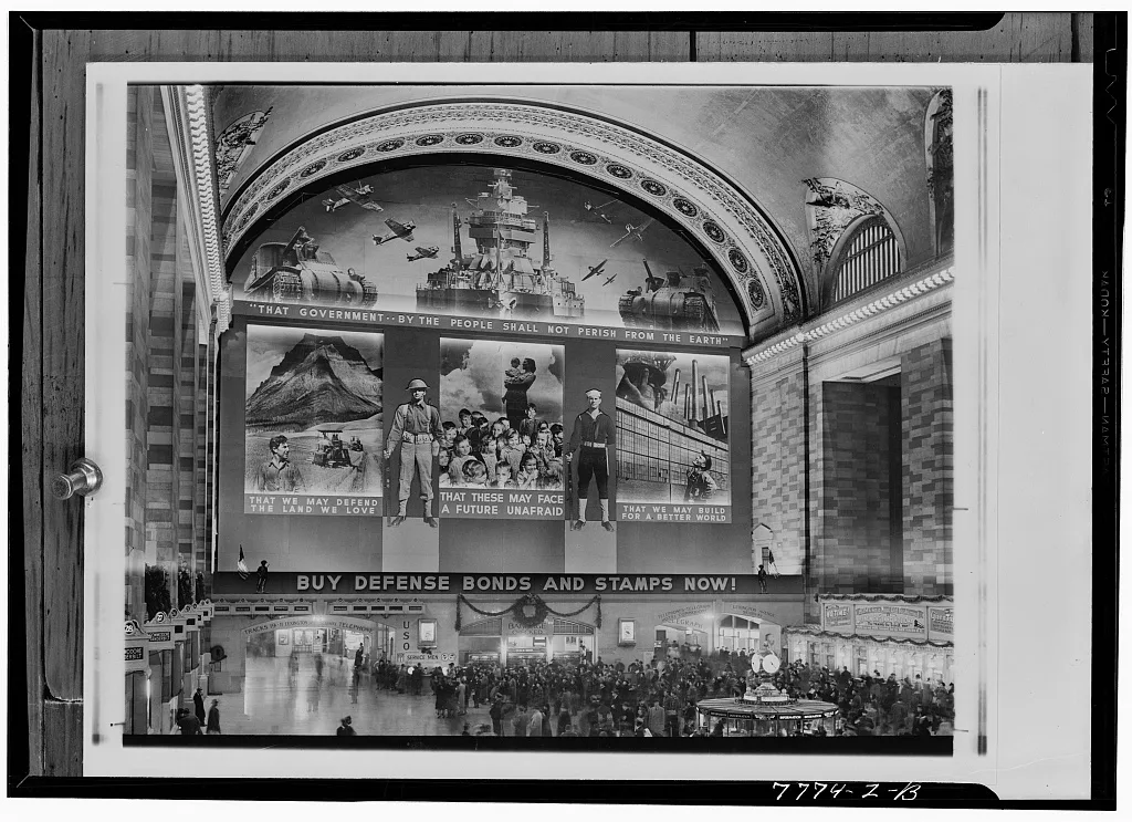 New York, New York. Photomural to promote the sale of defense bonds,…, New York (State), 1941