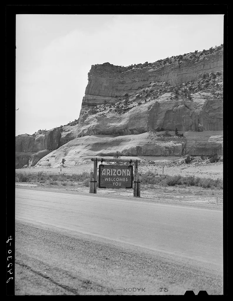 State line. Arizona - New Mexico, 1940