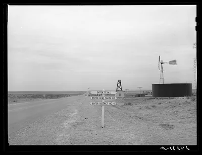 Photograph from New Mexico: State line. New Mexico -- Texas