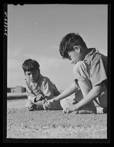 Marble game. FSA (Farm Security Administration) camp, Robstown, Texas, 1942