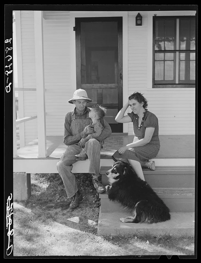 Carl Higgins family, purchase borrowers, on the porch of their home…, Colorado, 1939