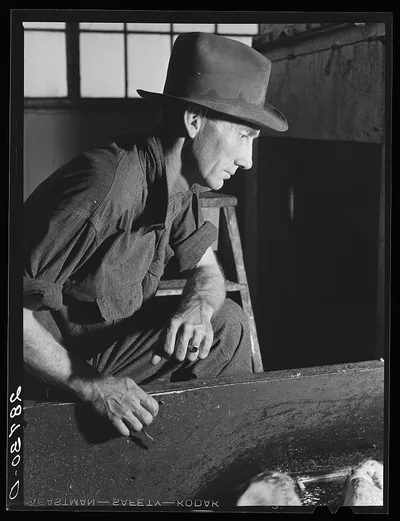 Worker in sugar beet factory. Brighton, Colorado, 1939