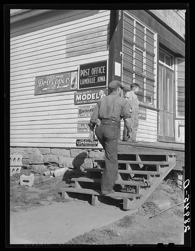 [Untitled photo, possibly related to: Carrying bags of flour out of…, Iowa, 1939