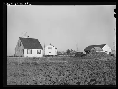 Houses at the Bois d'Arc Cooperative farm. Osage Farms, Missouri, 1939