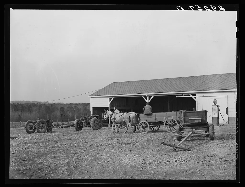 Farm implement shed. Durham County, North Carolina, 1940