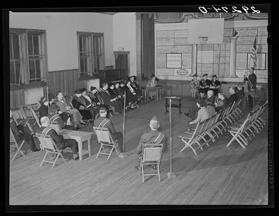 [Untitled photo, possibly related to: Grange meeting in schoolhouse.…, Virginia, 1940
