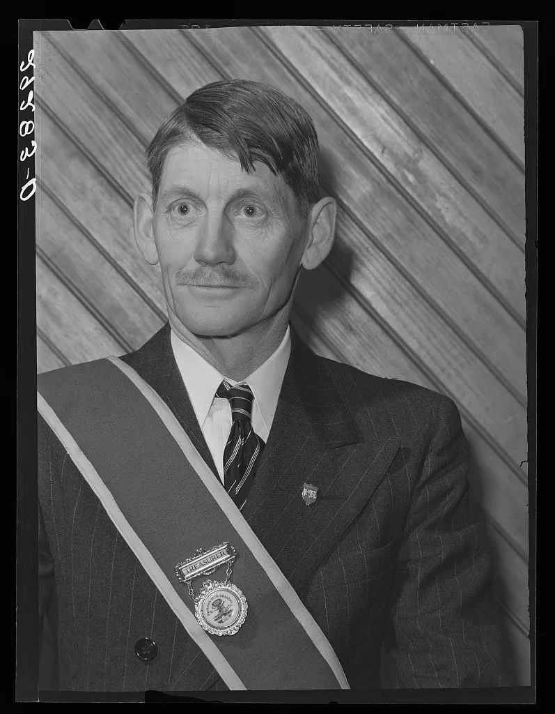 Treasurer. Grange meeting. Fairfax County, Virginia, 1940