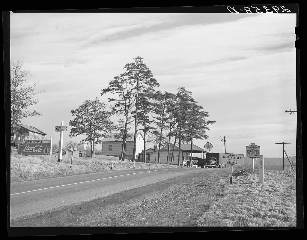 State line. Virginia--West Virginia, 1940