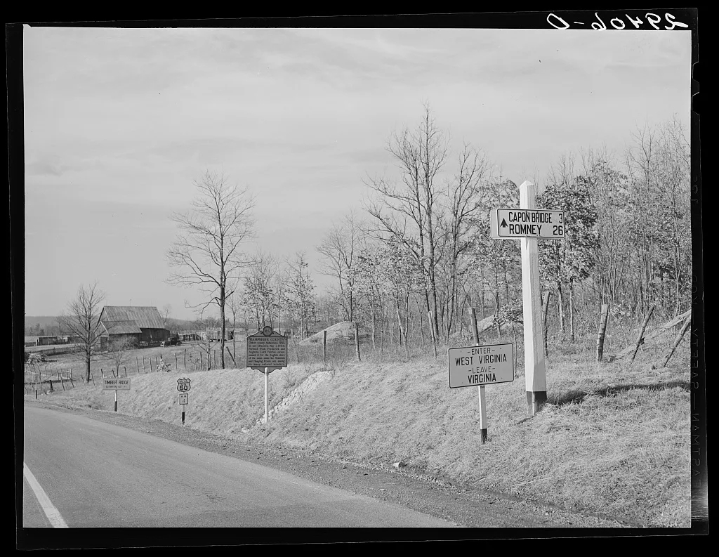 State line. Virginia--West Virginia, 1940