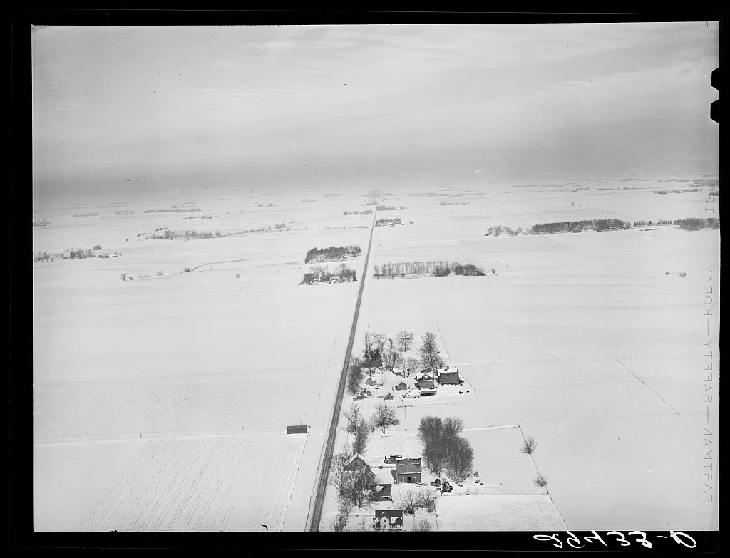 Air view, farmland. Grundy County, Iowa, 1940