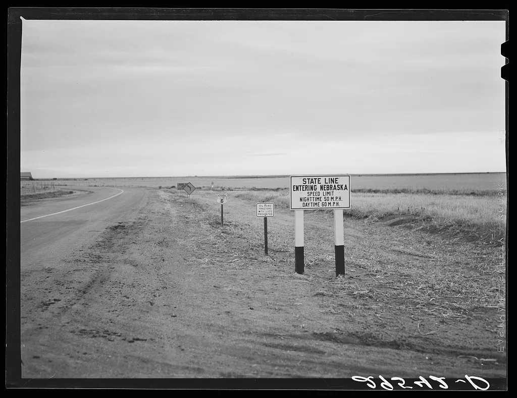 State line. Colorado--Nebraska, 1940