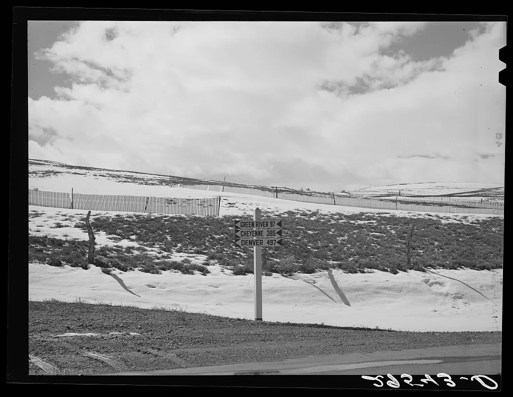 State line. Wyoming--Colorado, 1940