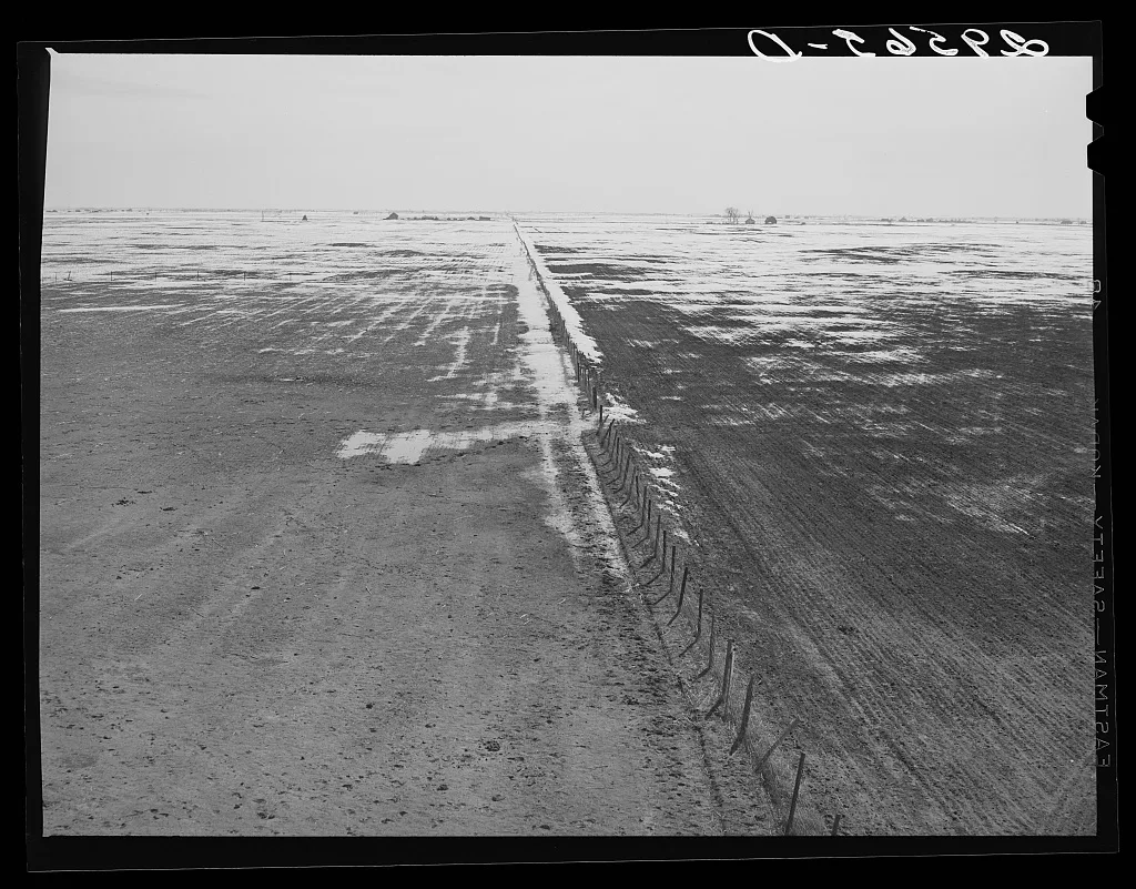 Snow melting on fields. Hayes County, Nebraska, 1940