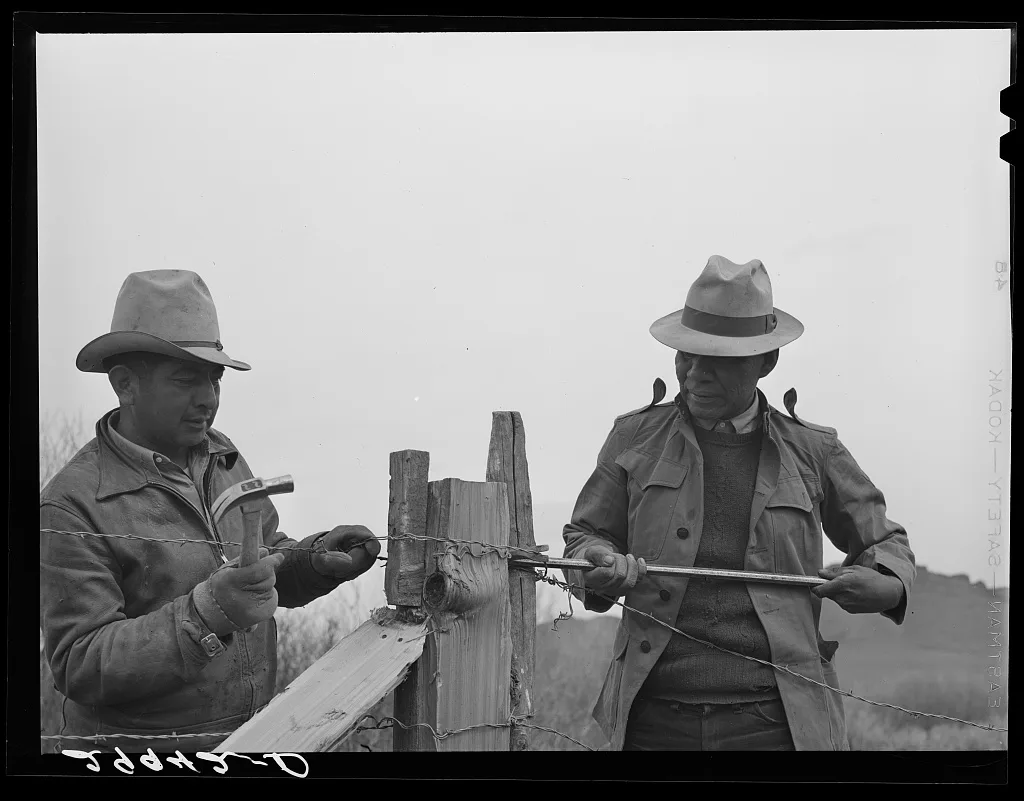 Repairing a fence. McDermitt Reservation, Nevada, 1940