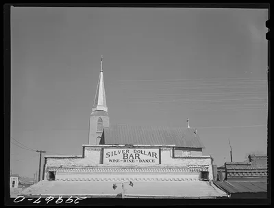 Saloon and church. Austin, Nevada, 1940